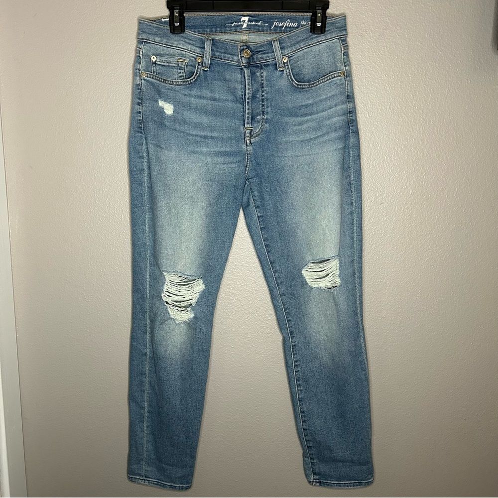 7 for all Mankind Josefina distressed skinny boyfriend jeans women’s size 28